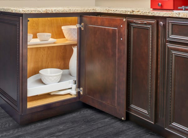 Rev A Shelf Polymer Half Moon Organizer With Pivot And Slide For Blind Corner Cabinets