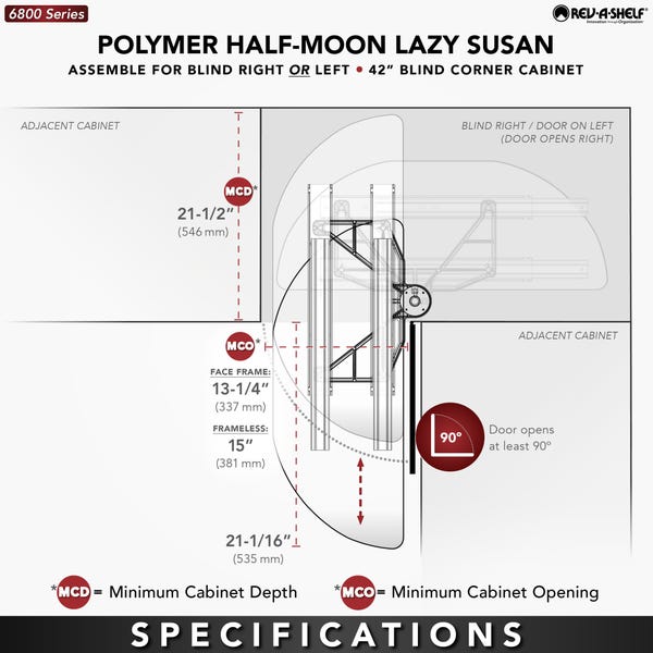 Rev A Shelf Polymer Half Moon Organizer With Pivot And Slide For Blind Corner Cabinets