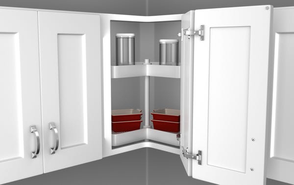 Rev A Shelf Polymer Kidney-Shaped 2-Shelf Lazy Daisy For Wall Cabinets