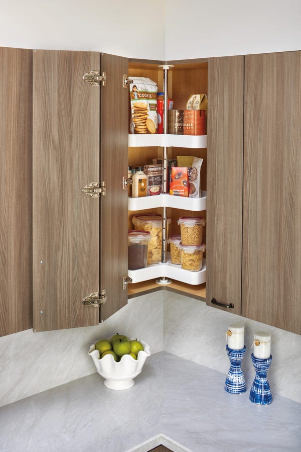 Rev A Shelf Polymer Kidney-Shaped 3-Shelf Lazy Daisy For Wall Cabinets