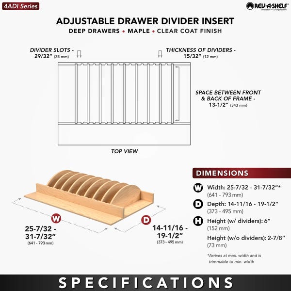 Rev A Shelf Adjustable Deep Drawer Divider System
