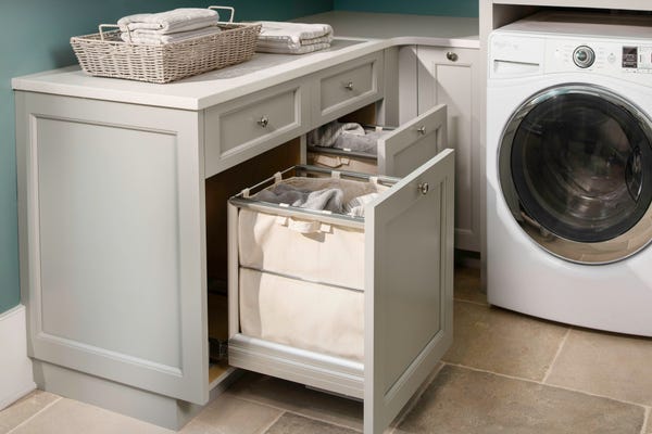 Rev A Shelf Aluminum Bottom Mount Canvas Hamper