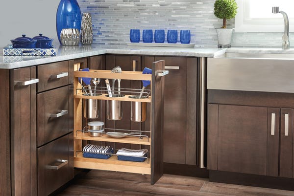 Rev A Shelf Base Cabinet Pullout W/Utensil Bins