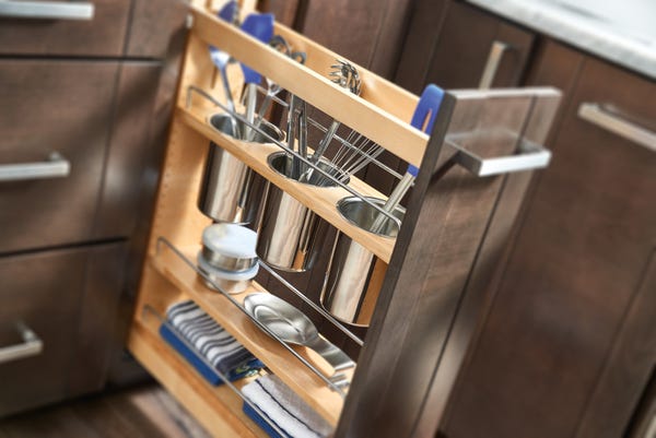 Rev A Shelf Base Cabinet Pullout W/Utensil Bins