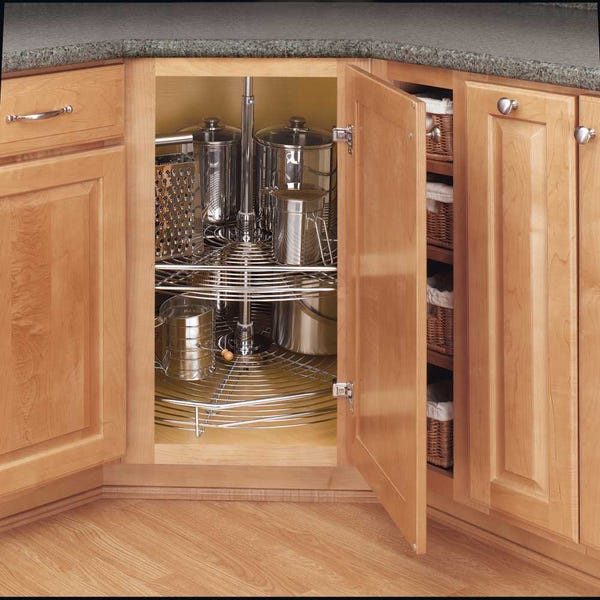 Rev A Shelf Chrome D-Shaped 2-Shelf Lazy Susans