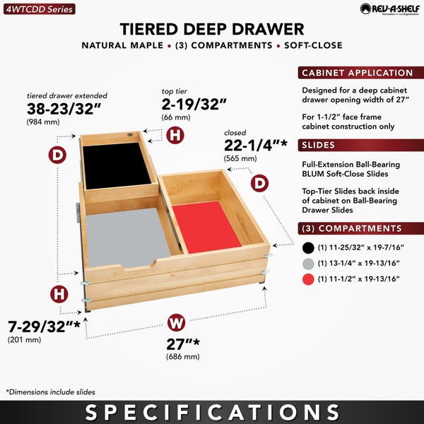 Rev A Shelf Deep Tiered Drawer (Face Frame)