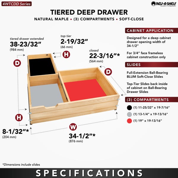 Rev A Shelf Deep Tiered Drawer (Full Access)