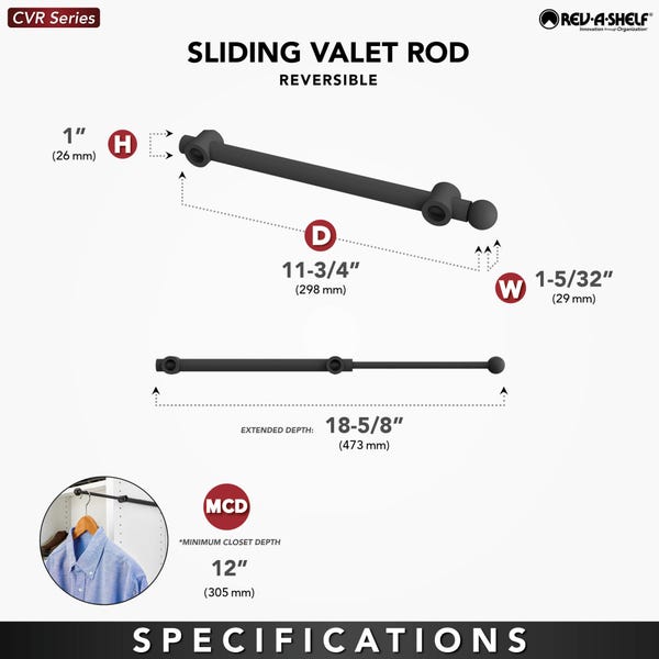 Rev A Shelf Designer Series Valet Rod