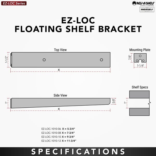 Rev A Shelf EZ-LOC Floating Shelf Brackets