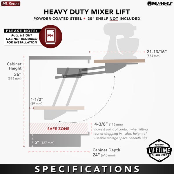 Rev A Shelf Heavy Duty Mixer Lift - Mechanism Only