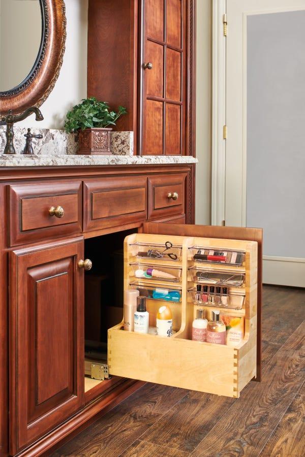Rev A Shelf Maple L-Shaped Vanity Organizer
