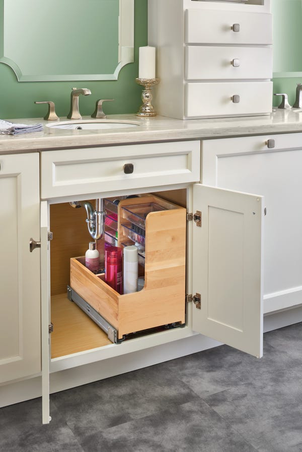 Rev A Shelf Maple L-Shaped Vanity Organizer