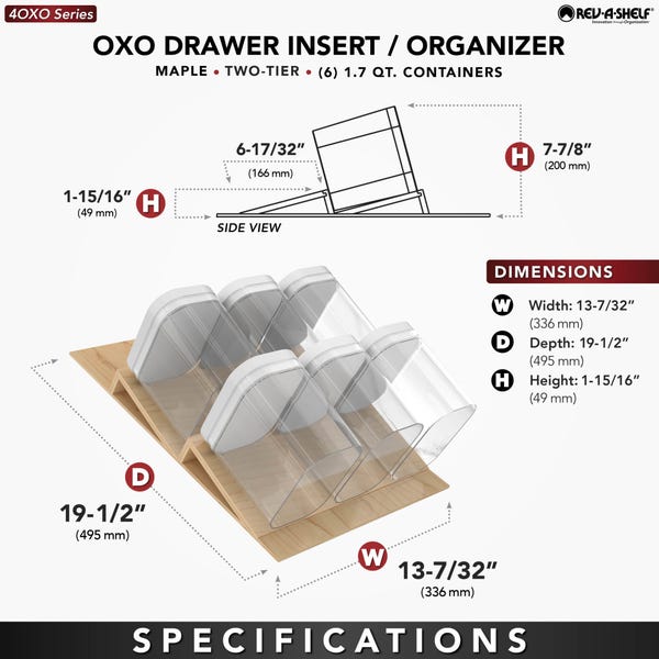 Rev A Shelf Maple OXO Drawer Insert Organizer