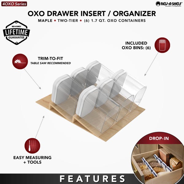 Rev A Shelf Maple OXO Drawer Insert Organizer
