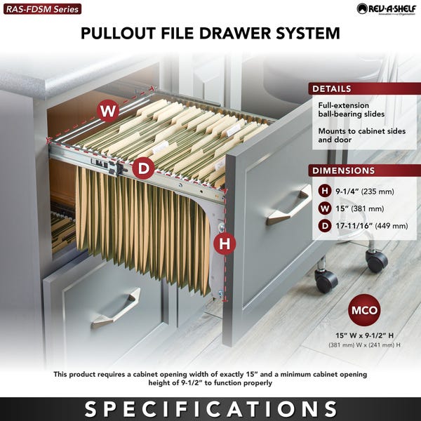 Rev A Shelf Pullout File Drawer System