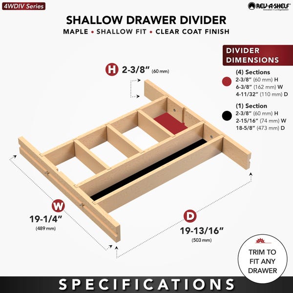 Rev A Shelf Shallow Drawer Divider