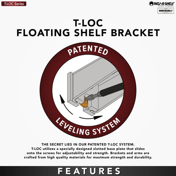 Rev A Shelf T-LOC Floating Shelf Brackets
