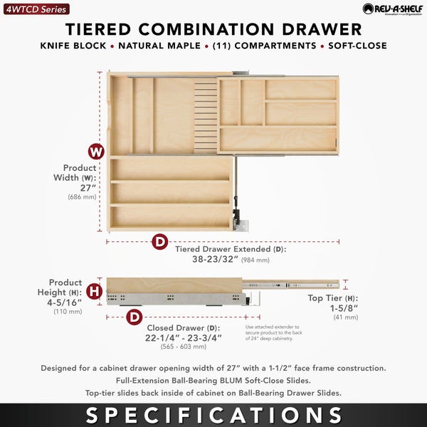 Rev A Shelf Tiered Combination Drawer