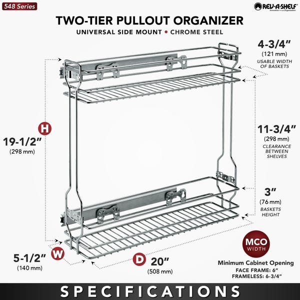 Rev A Shelf Two-Tier Base Organizer Pullout