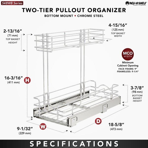 Rev A Shelf Undersink Steel Wire Pullout Organizer