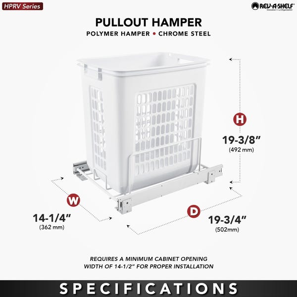 Rev A Shelf Wire Bottom Mount Polymer Hamper
