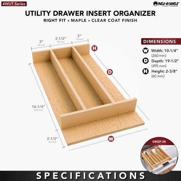 Rev A Shelf Wood Right Fit Utensil Drawer Insert