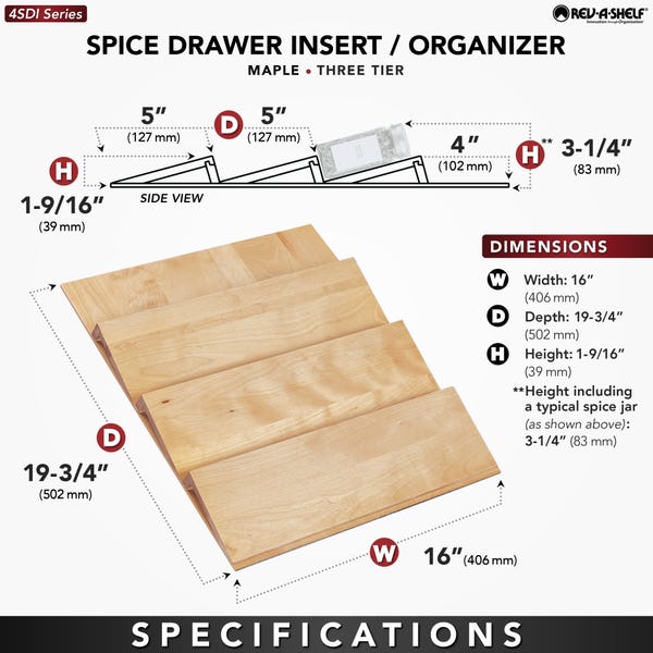 Rev A Shelf Wood Spice Drawer Insert
