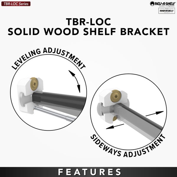 Rev A Shelf TBR-LOC Solid Wood Floating Shelf Brackets