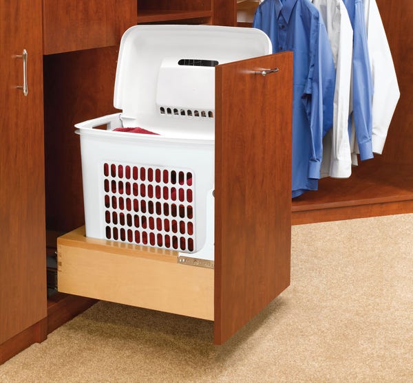 Rev A Shelf Wood Bottom Mount Hamper W/ Rev-A-Motion Soft-Close