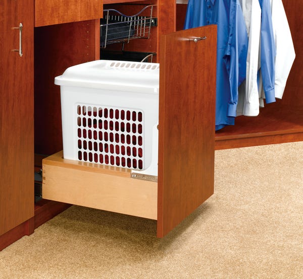 Rev A Shelf Wood Bottom Mount Hamper W/ Rev-A-Motion Soft-Close