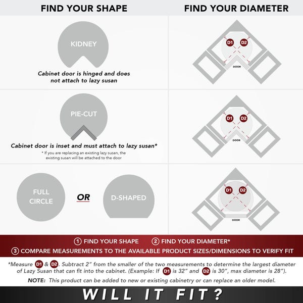 Rev A Shelf Wood Classic Kidney-Shaped Single Shelf Lazy Susan