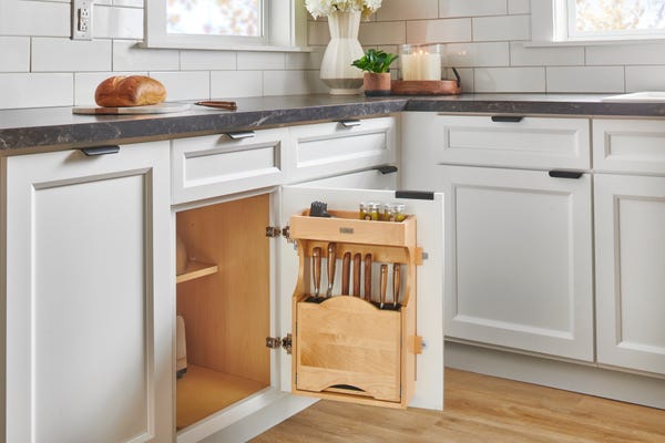 Rev A Shelf Wood Door-Mount Tip-Out Knife Storage Organizer