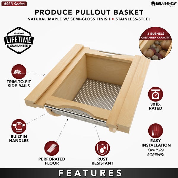 Rev A Shelf Wood/Stainless-Steel Produce Pullout Baskets