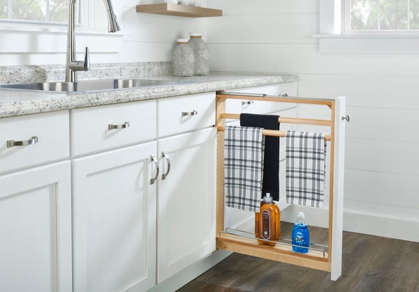 Rev A Shelf Wood Towel Bar Filler Pullout Organizer