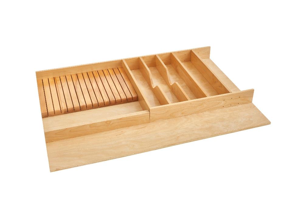 rev a shelf Wood Utensil Tray Insert w/ Shallow Knife Block