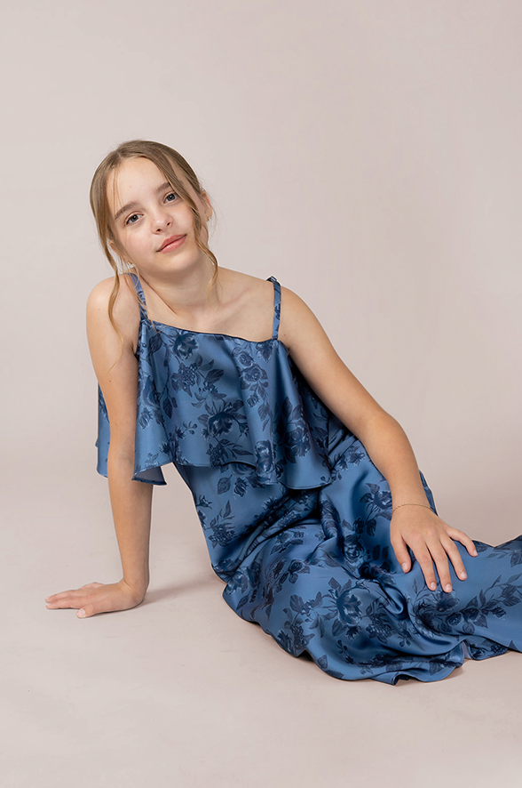 Revelry Juniors Riley Convertible Satin Floral Print Dress