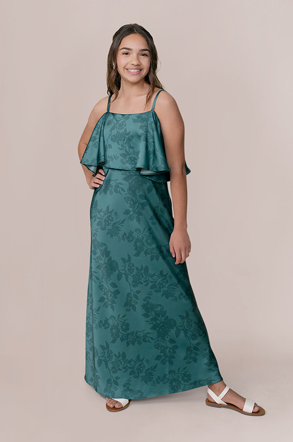 revelry Juniors Riley Convertible Satin Floral Print Dress