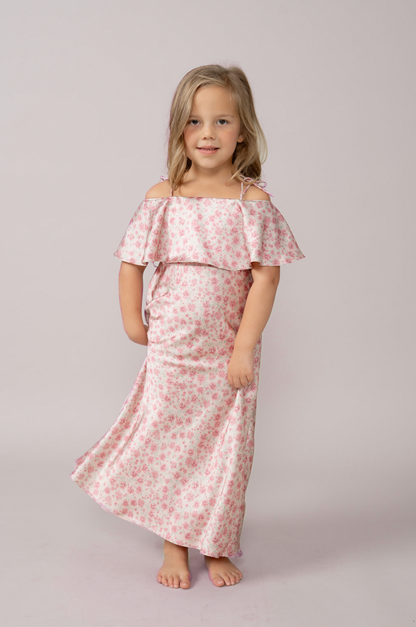 Revelry Kids Riley Convertible Satin Floral Print Dress