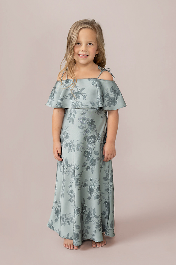 Revelry Kids Riley Convertible Satin Floral Print Dress