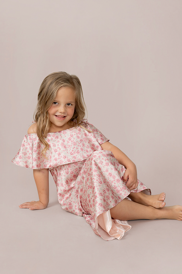 revelry Kids Riley Convertible Satin Floral Print Dress