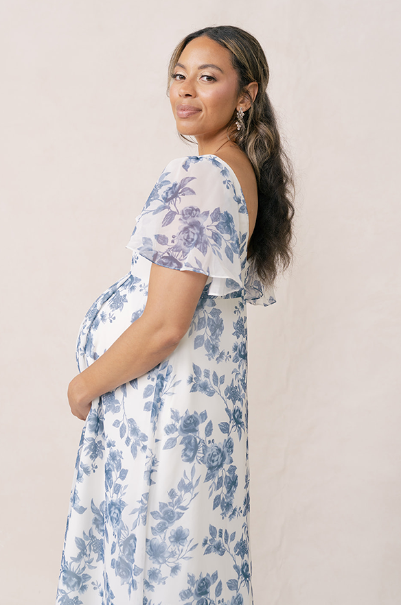 Revelry Maternity Madeline Convertible Chiffon Floral Print Dress