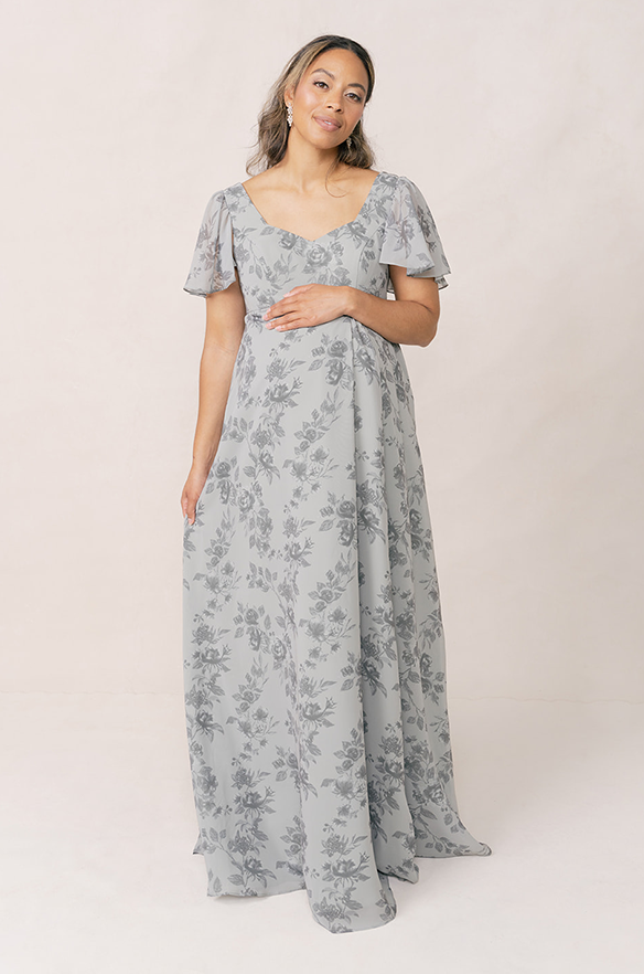 Revelry Maternity Madeline Convertible Chiffon Floral Print Dress