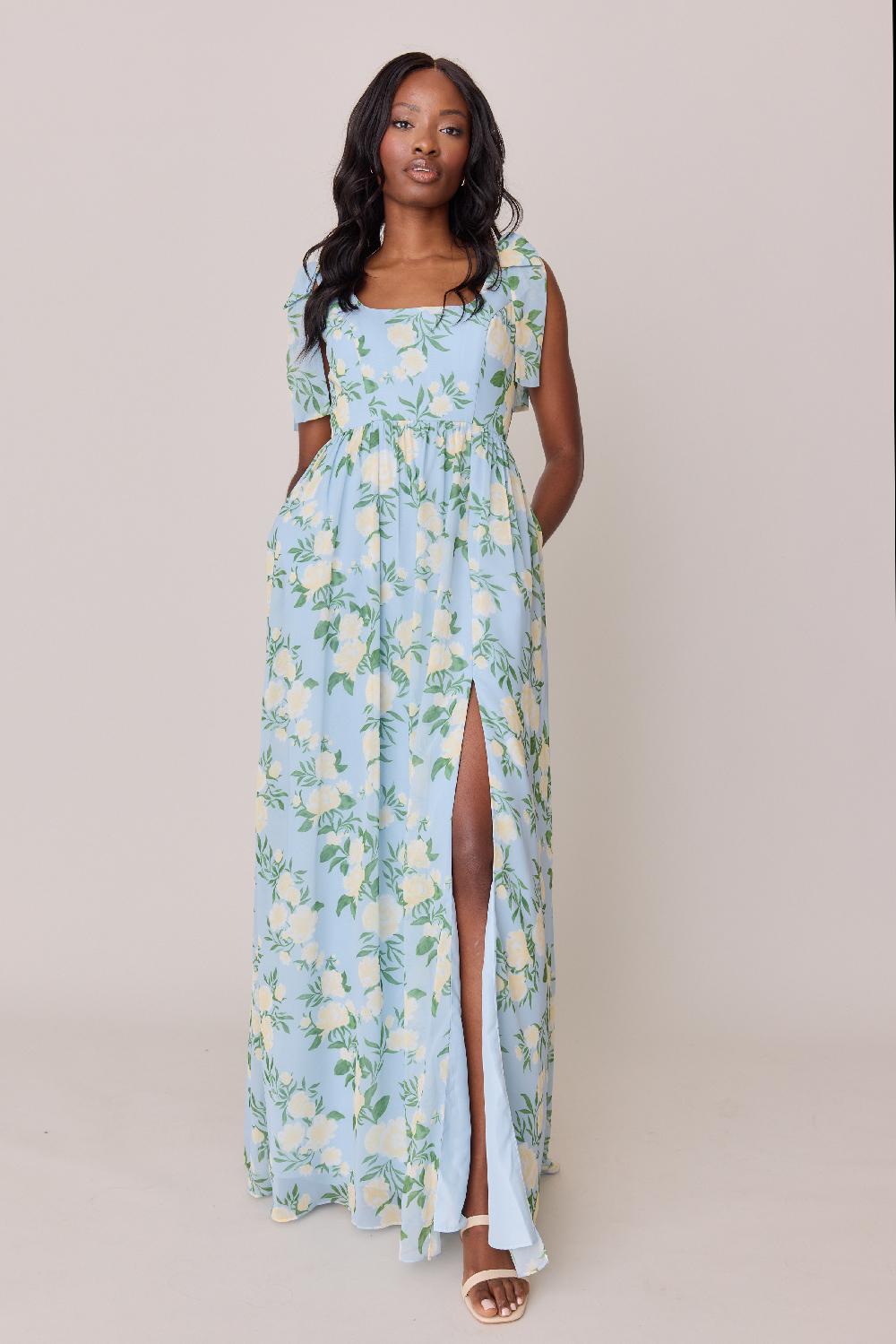 revelry Bowie Chiffon Floral Print Dress
