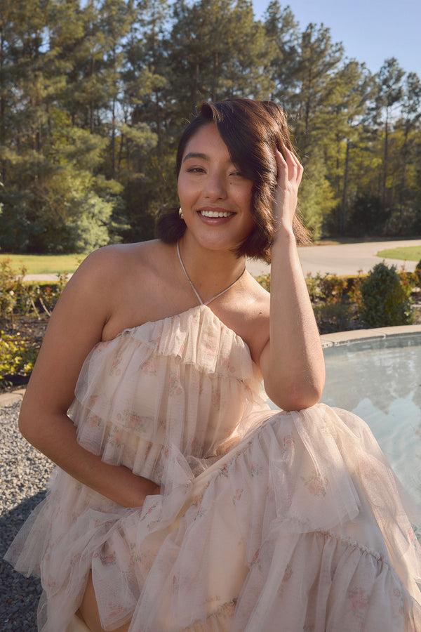 Revelry Carrie Tulle Floral Print Dress