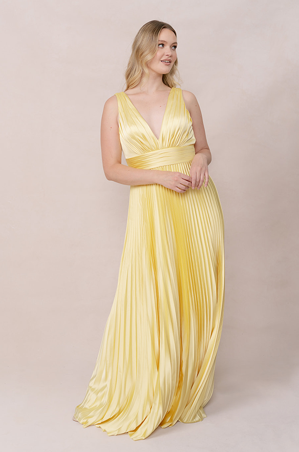 Revelry Celine Satin Pleated Dress