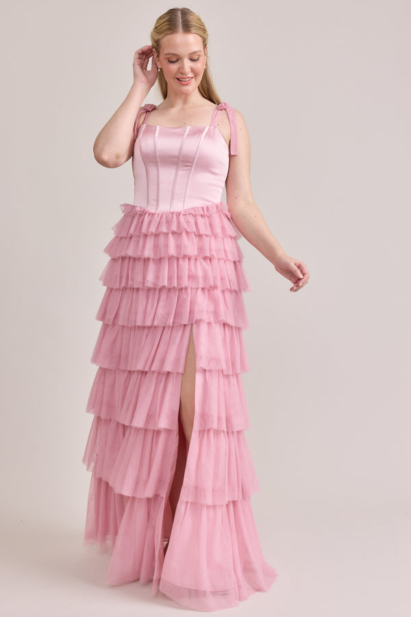 Revelry Charlotte Satin + Tulle Dress