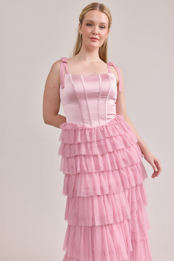 Revelry Charlotte Satin + Tulle Dress
