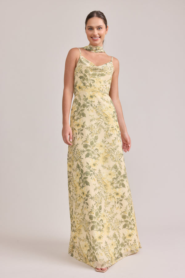 Revelry Chiffon Floral Print Skinny Scarf