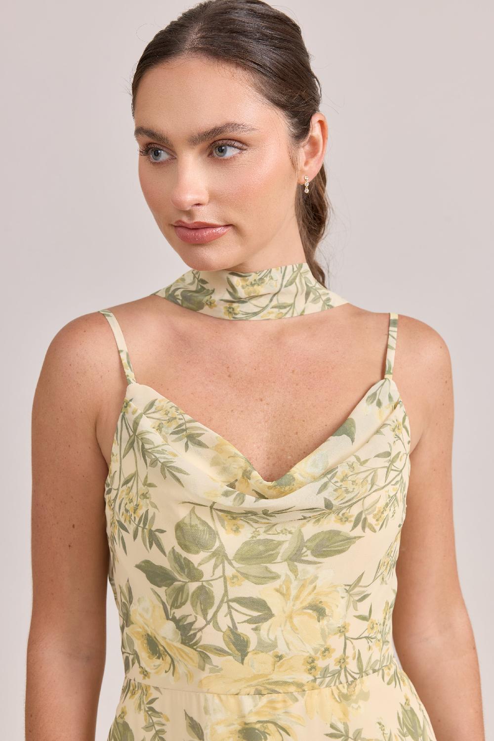 revelry Chiffon Floral Print Skinny Scarf