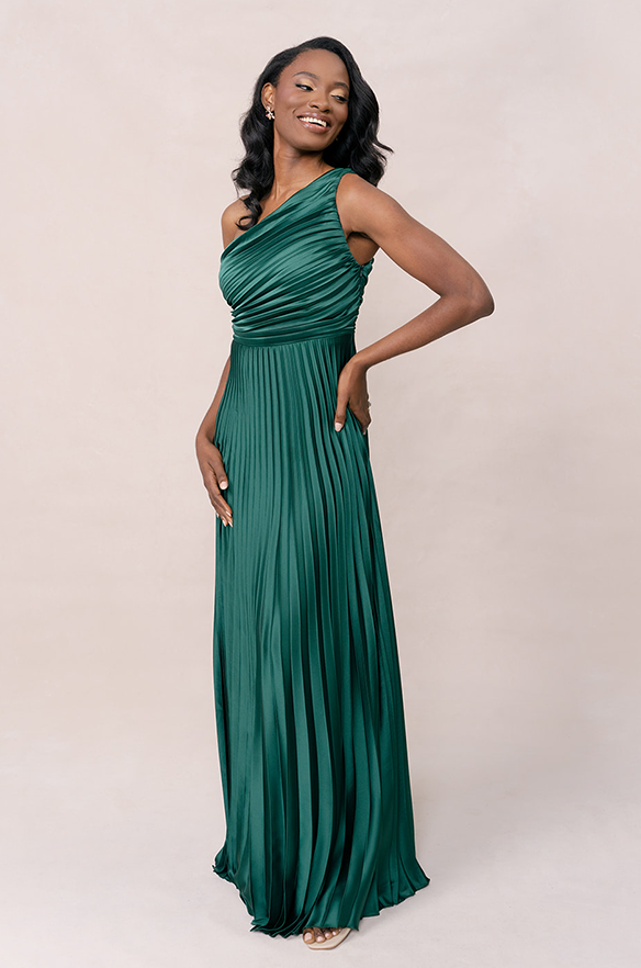 Revelry Declan Satin Pleated Dress